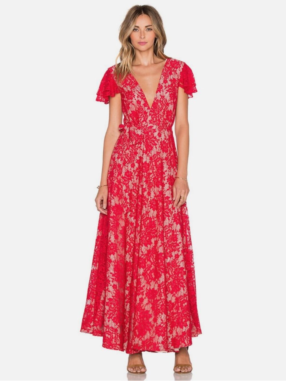 The Jetset Diaries Piazza Lace Maxi Wrap Dress